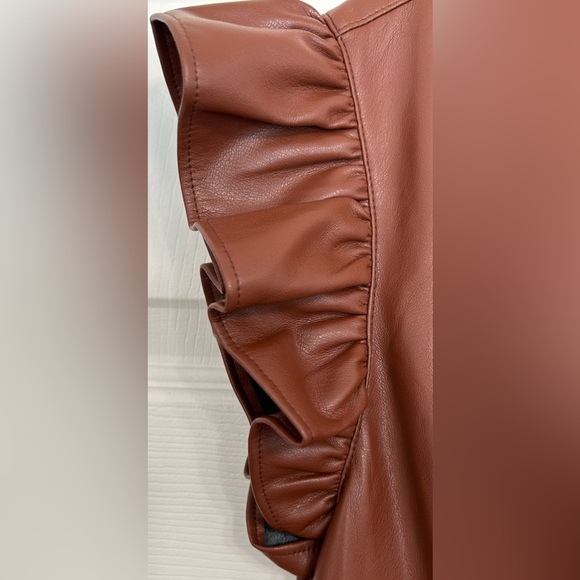 BB Dakota by Steve Madden Lima Faux Leather Mini Shirt Dress Cognac Size XL NWT - Picture 5 of 8